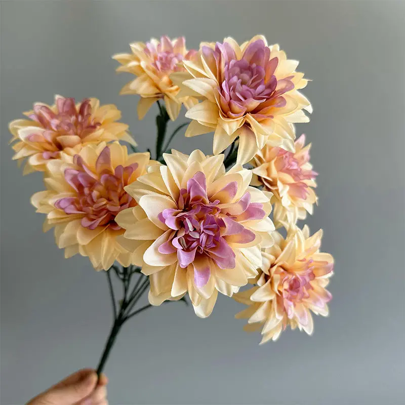 Dahlia-Centered Silk Bouquet – Compact Arrangement Featuring Roses & Peonies, Ideal for Desktops 5