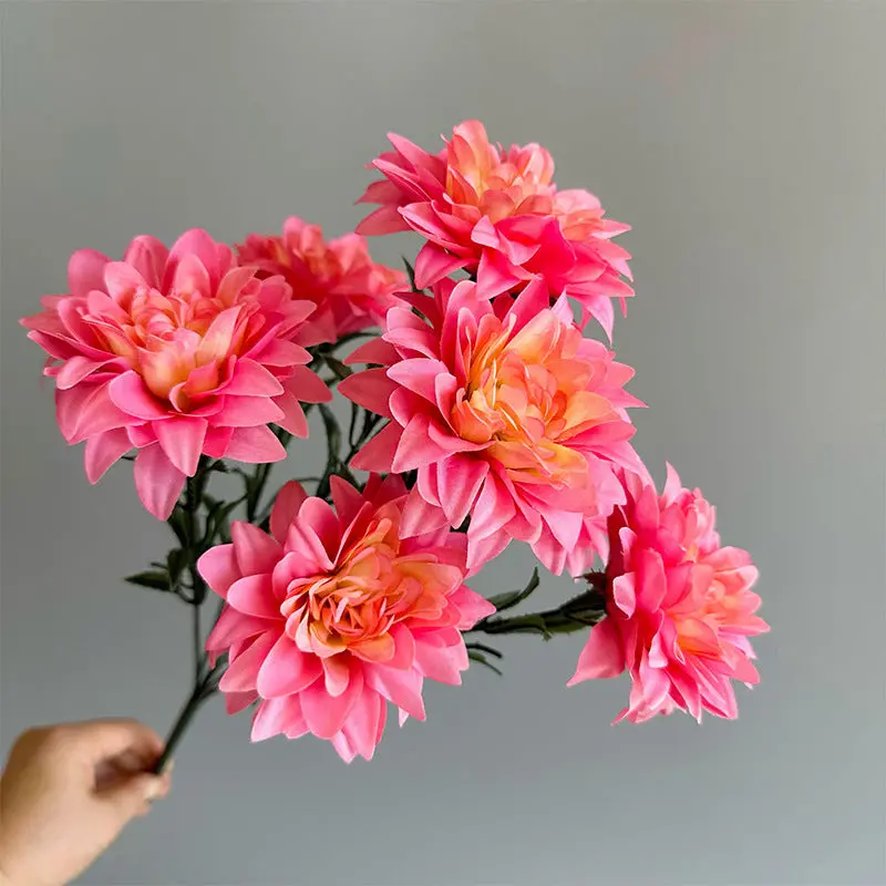 Dahlia-Centered Silk Bouquet – Compact Arrangement Featuring Roses & Peonies, Ideal for Desktops
