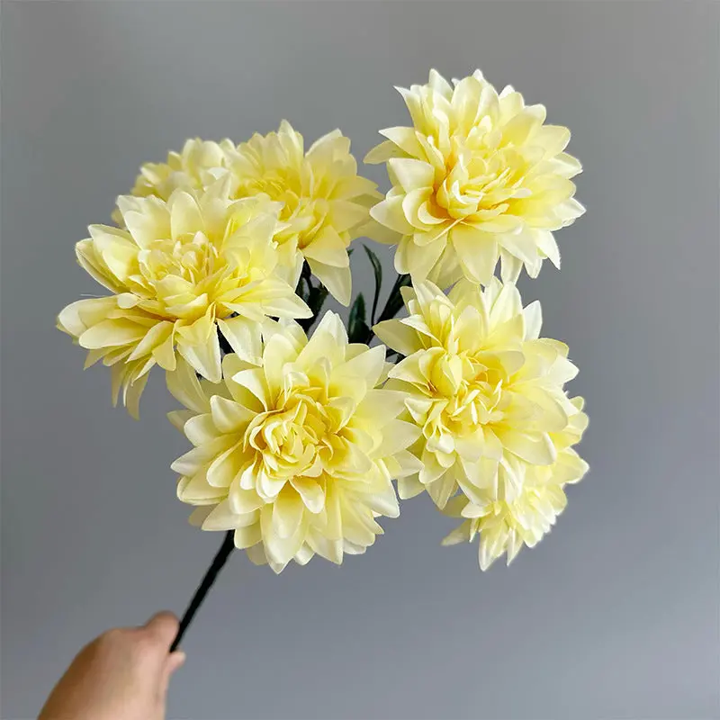 Dahlia-Centered Silk Bouquet – Compact Arrangement Featuring Roses & Peonies, Ideal for Desktops