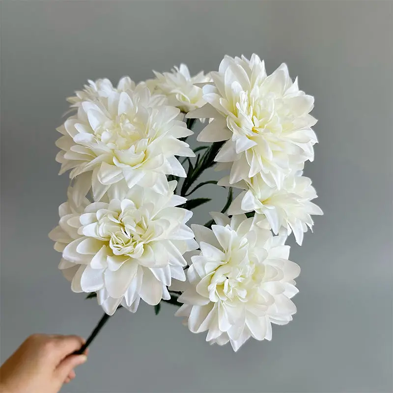 Dahlia-Centered Silk Bouquet – Compact Arrangement Featuring Roses & Peonies, Ideal for Desktops