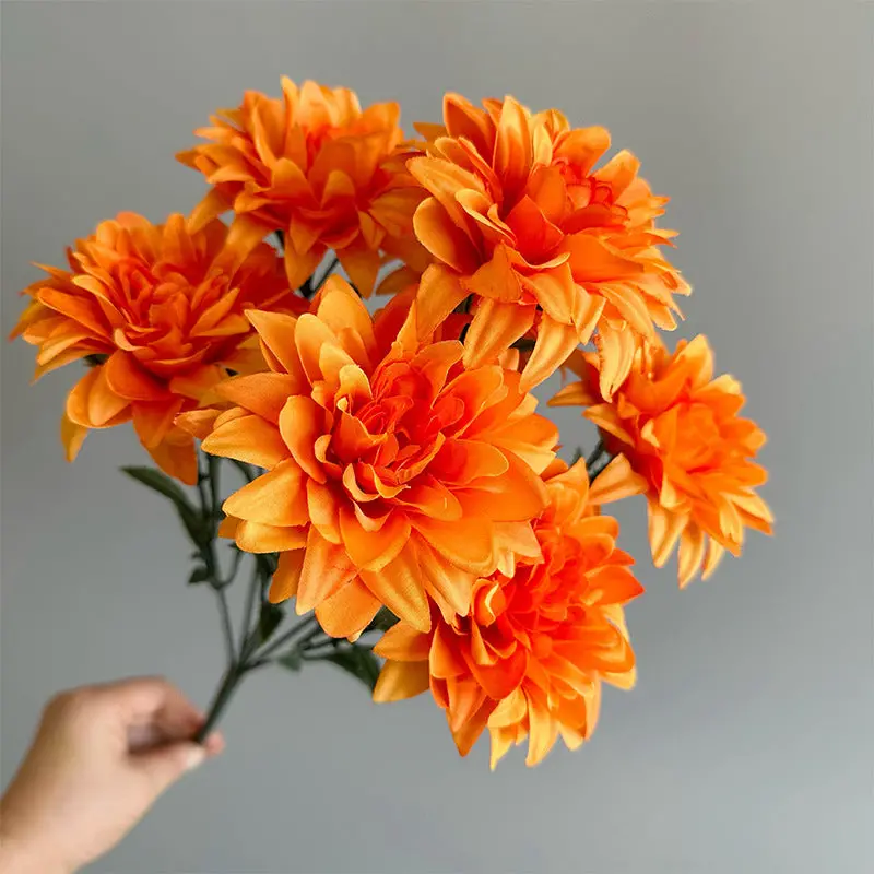 Dahlia-Centered Silk Bouquet – Compact Arrangement Featuring Roses & Peonies, Ideal for Desktops