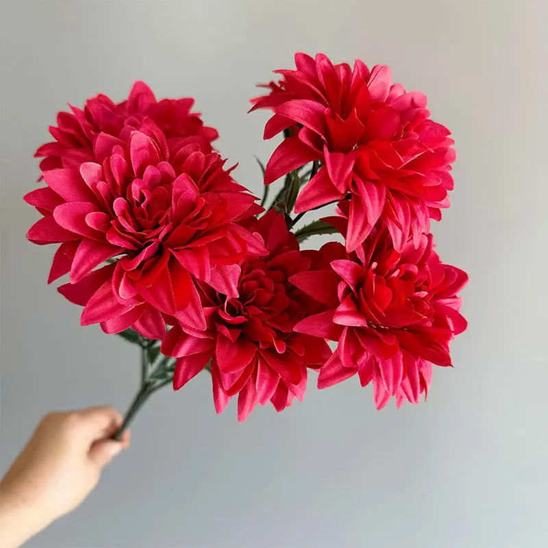 Dahlia-Centered Silk Bouquet – Compact Arrangement Featuring Roses & Peonies, Ideal for Desktops