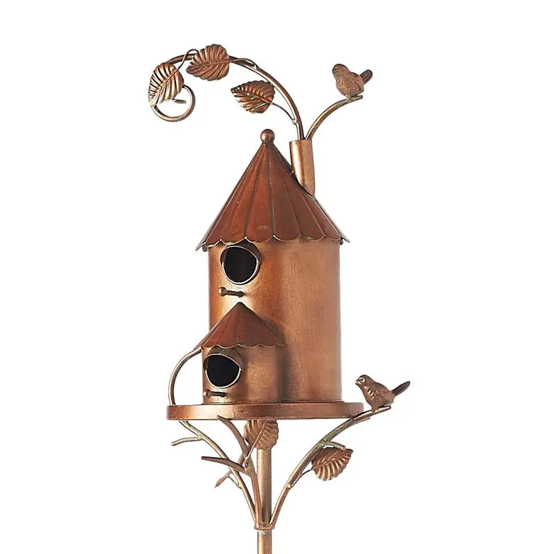 Decorative Birdhouse Garden Stake Set – Rustic Yard & Flower Bed Accent