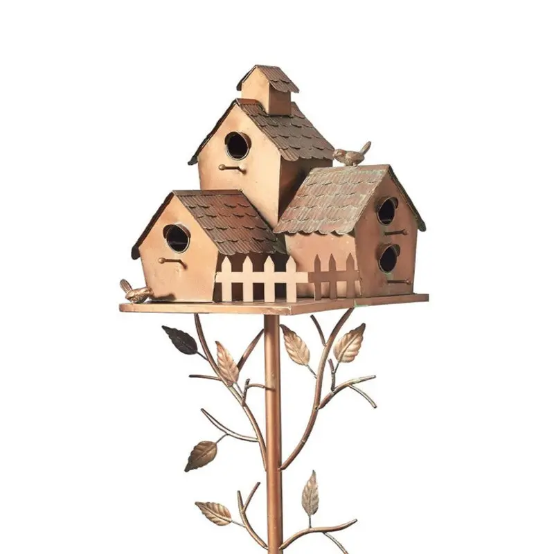 Decorative Birdhouse Garden Stake Set – Rustic Yard & Flower Bed Accent