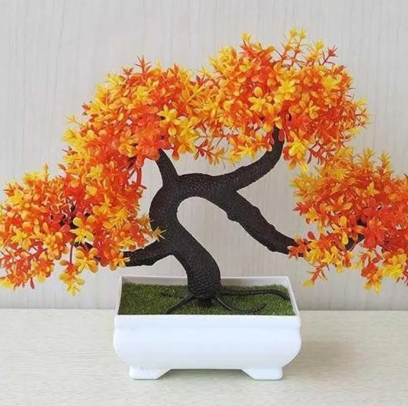 Decorative Bonsai-Style Artificial Plant – Silk Flowers on PVC Base, 20 cm Tall