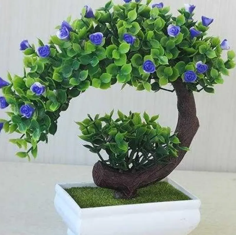 Decorative Bonsai-Style Artificial Plant – Silk Flowers on PVC Base, 20 cm Tall