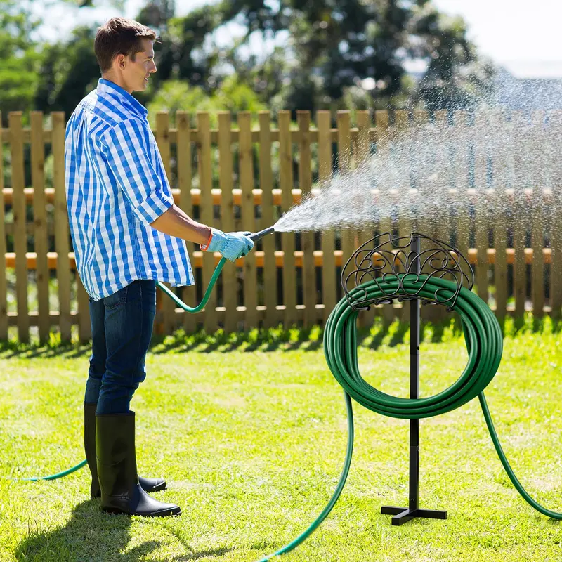 Detachable Metal Garden Hose Holder with Triple Anchor Points 2