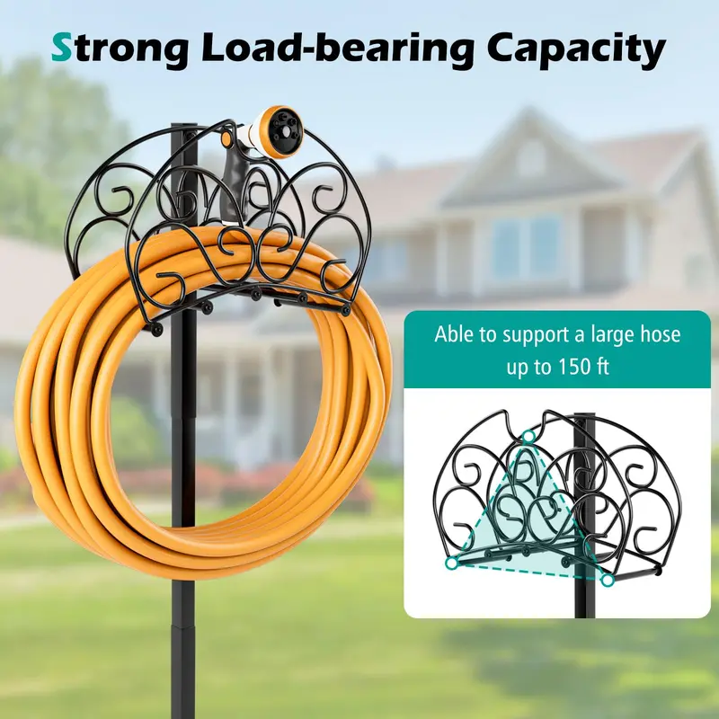 Detachable Metal Garden Hose Holder with Triple Anchor Points