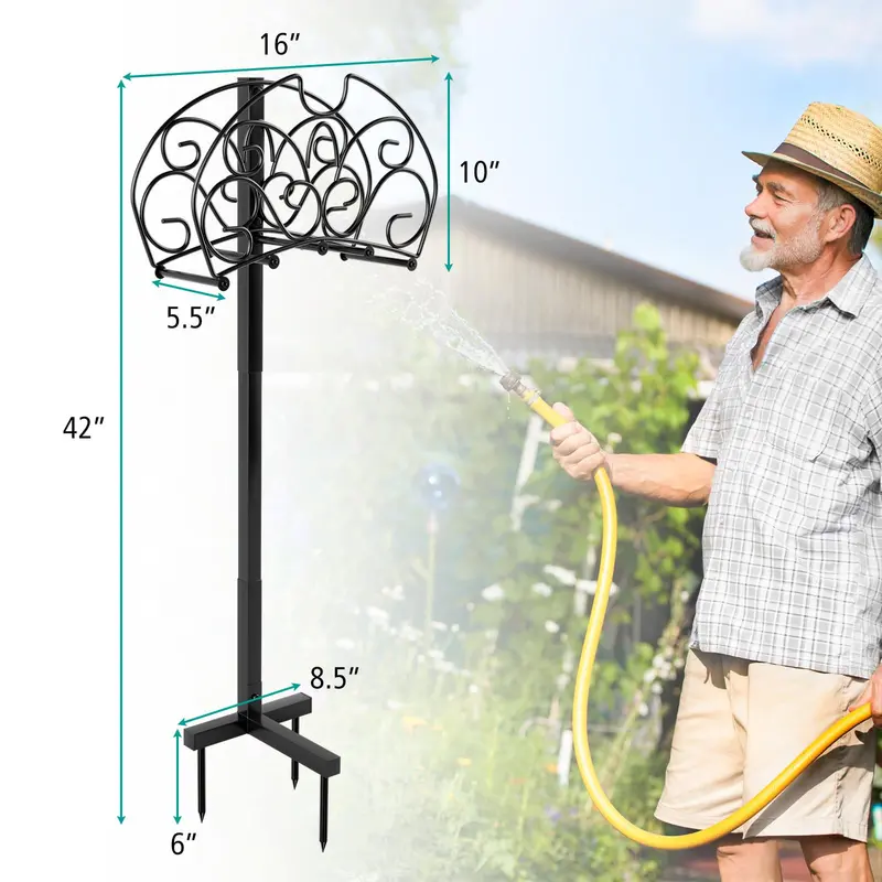 Detachable Metal Garden Hose Holder with Triple Anchor Points