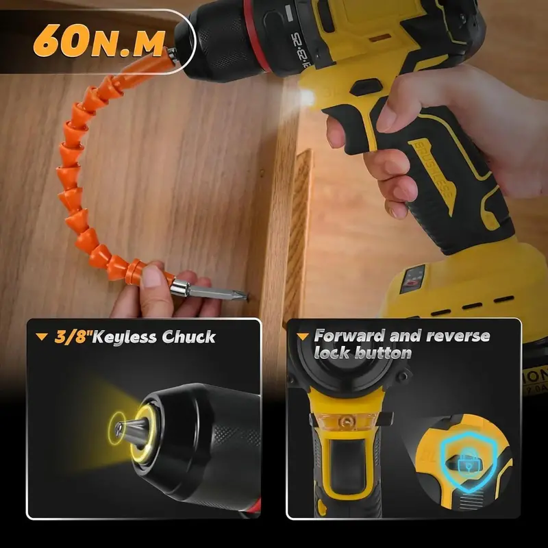 Dewalt 20V-Compatible Cordless Drill Driver – Brushless Motor, Two-Speed Transmission, and Ergonomic Grip