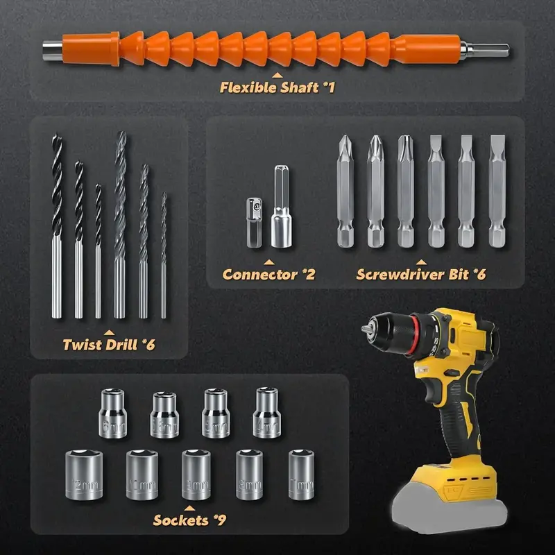 Dewalt 20V-Compatible Cordless Drill Driver – Brushless Motor, Two-Speed Transmission, and Ergonomic Grip