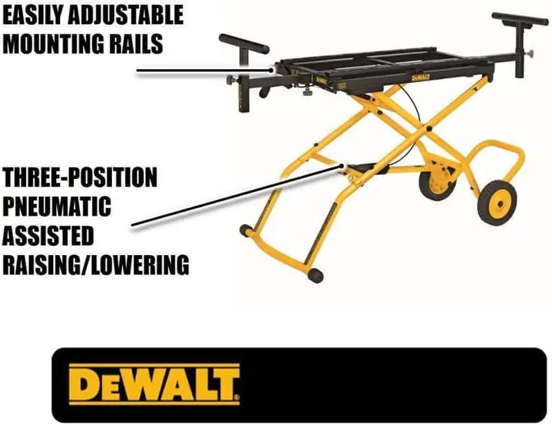 DEWALT DWX726 Rolling Miter Saw Stand with Adjustable Height and Locking Wheels