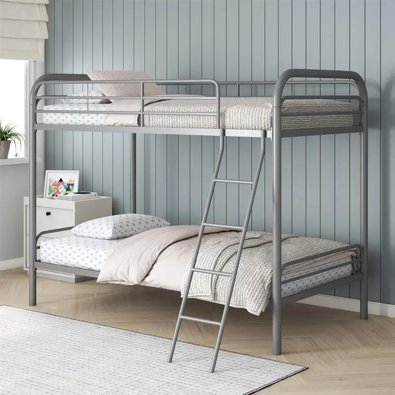 DHP Dusty Twin-Over-Full Metal Bunk Bed – Space-Efficient Sleeping Solution in Soft Off-White 2