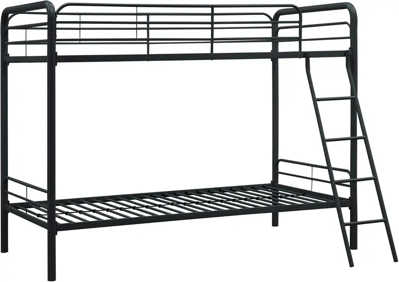 DHP Dusty Twin-Over-Full Metal Bunk Bed – Space-Efficient Sleeping Solution in Soft Off-White