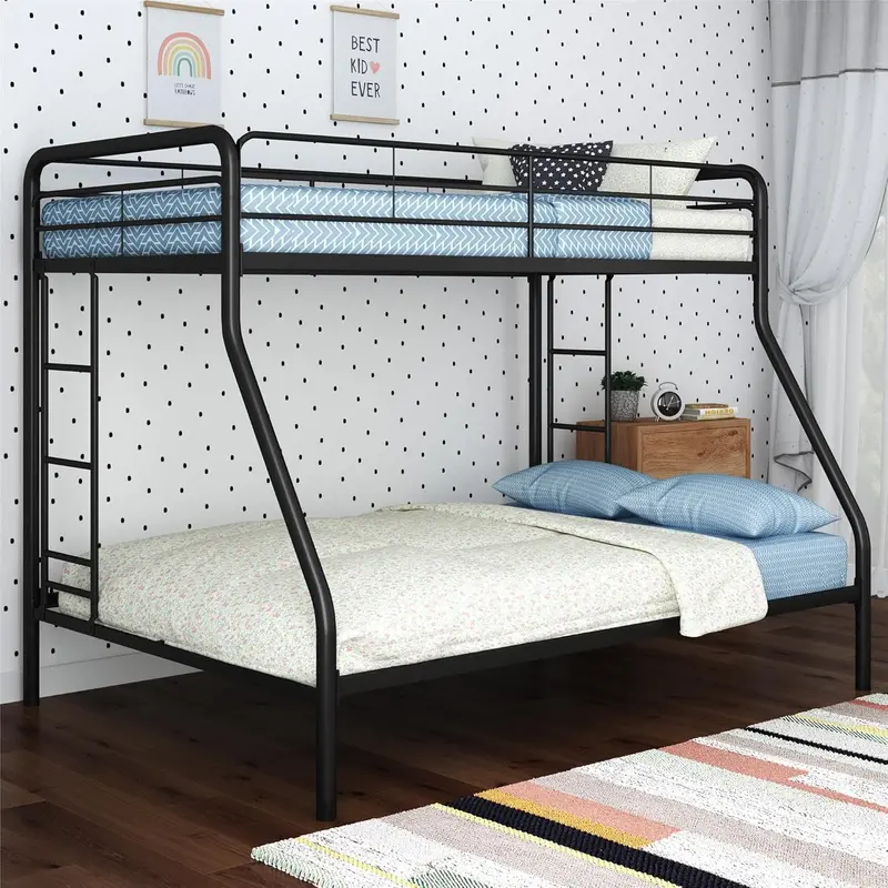 DHP Dusty Twin-Over-Full Metal Bunk Bed – Space-Efficient Sleeping Solution in Soft Off-White