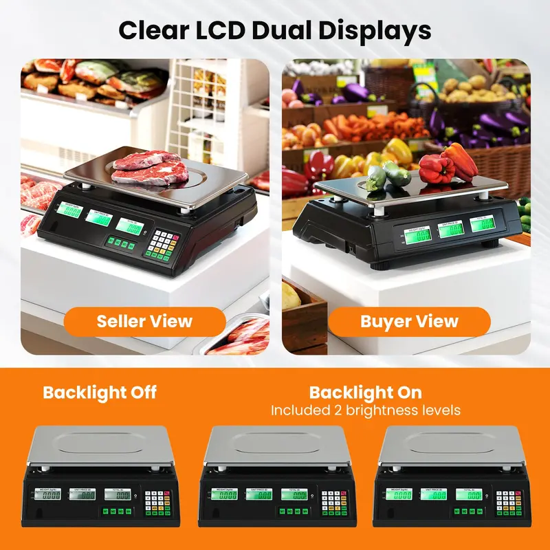Digital Counting Scale with Pricing Function – 88 lb / 40 kg Capacity & Dual-Screen Readout