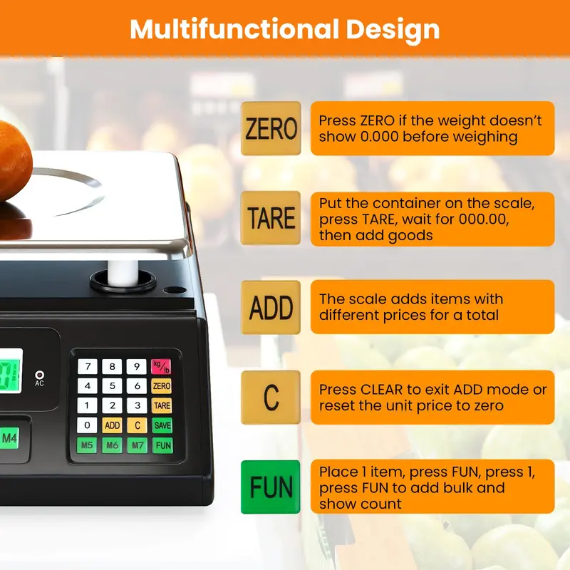 Digital Counting Scale with Pricing Function – 88 lb / 40 kg Capacity & Dual-Screen Readout