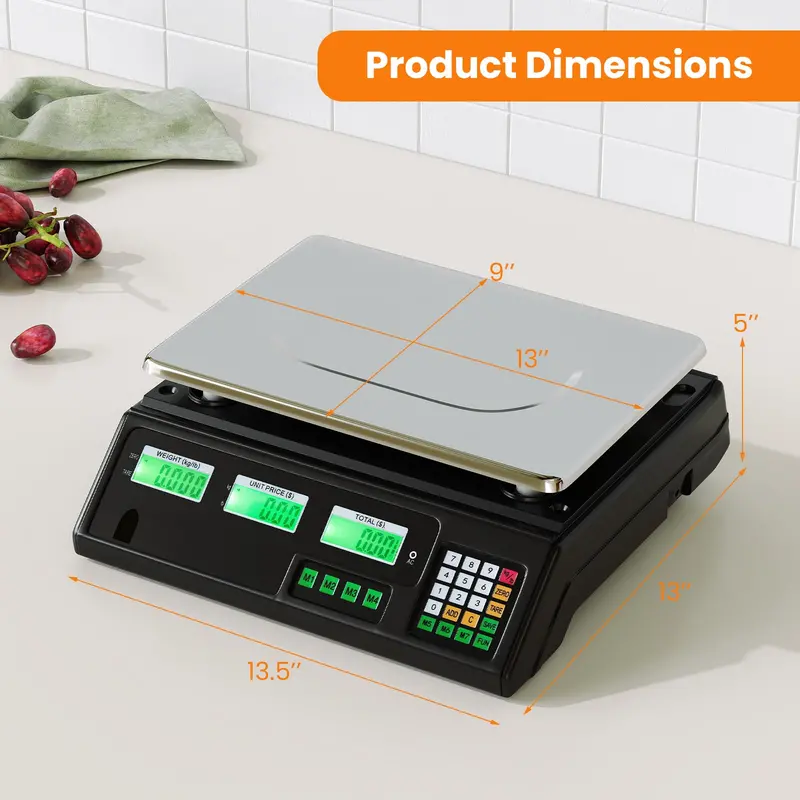 Digital Counting Scale with Pricing Function – 88 lb / 40 kg Capacity & Dual-Screen Readout