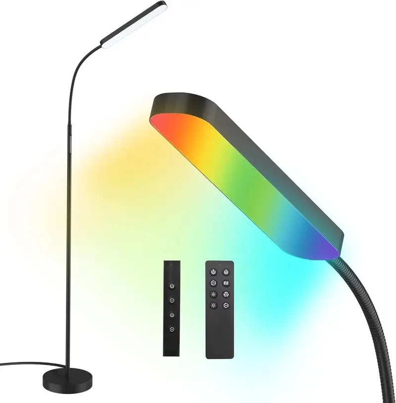 Dimmable LED Floor Lamp – Adjustable Color Temperature & Remote Control for Living Spaces