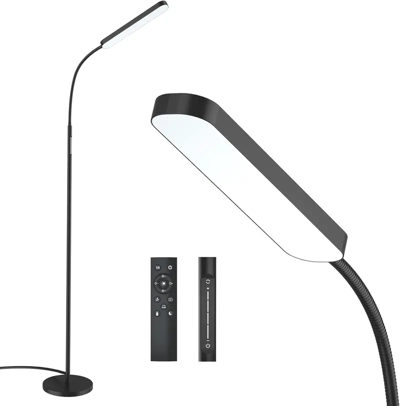 Dimmable LED Floor Lamp – Adjustable Color Temperature & Remote Control for Living Spaces