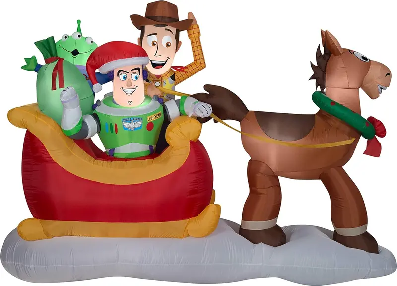 Disney Toy Story Inflatable Christmas Scene with Sleigh – Outdoor Holiday Decor