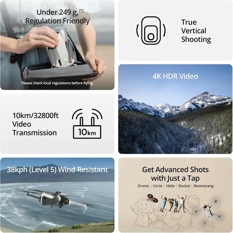 DJI Mini 3 Drone – 4K Camera Quadcopter for Beginners Featuring 38-Min Flight, True Vertical Shooting, GPS Auto-Return & 10km Video Range 2