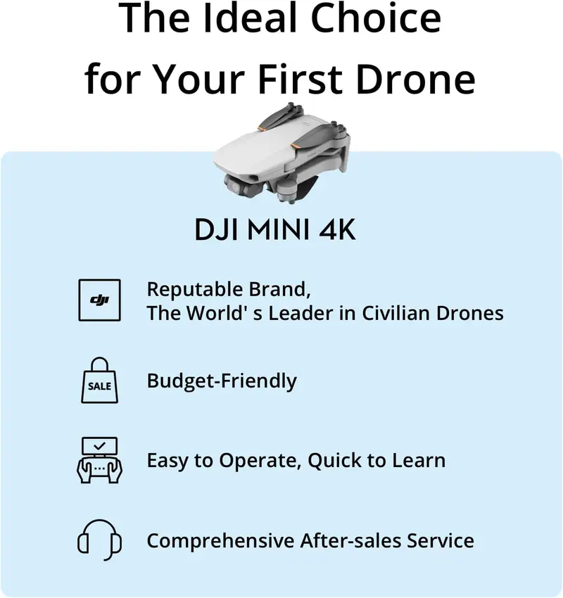DJI Mini 4K Drone – Ultra-Compact 4K UHD Camera Drone Under 249g with 3-Axis Gimbal, 10km HD Transmission & 31-Min Flight Time