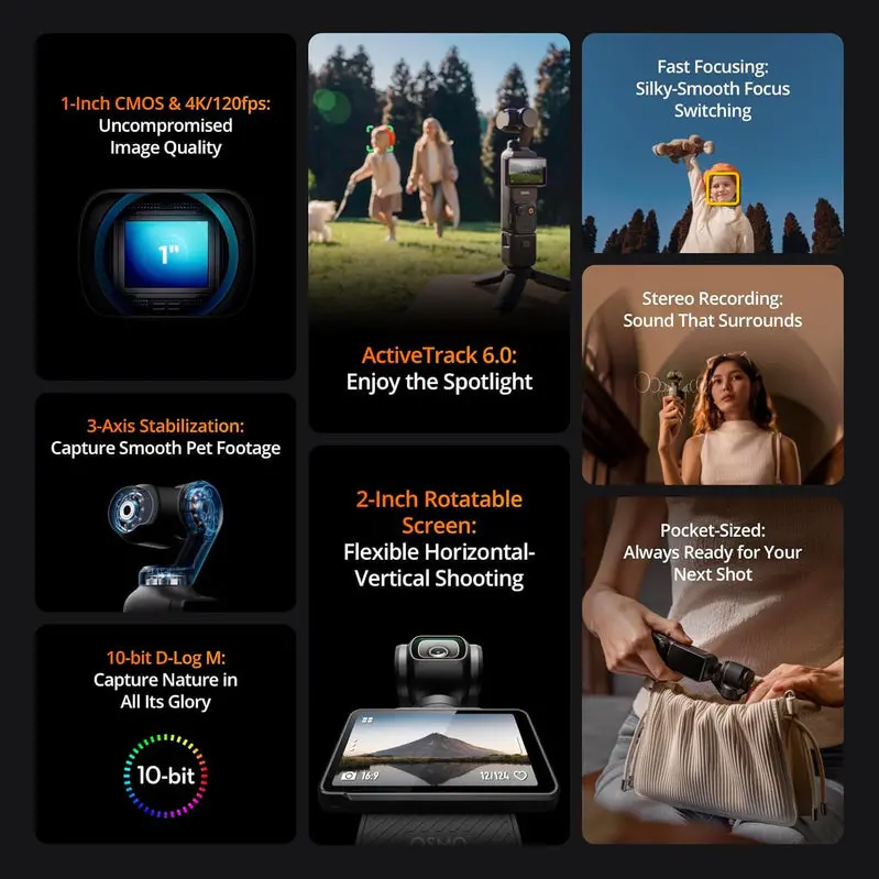 DJI Osmo Pocket 3 Vlogging Kit – 4K HDR Video, 1-Inch Sensor, and Pro Creator Accessories