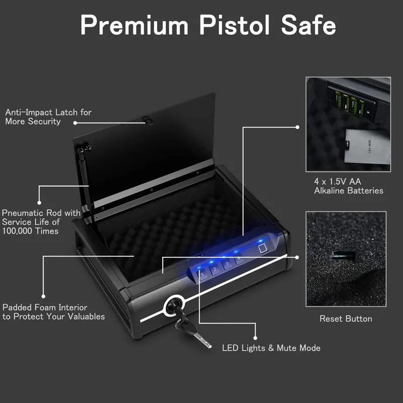 DOJ-Approved Compact Pistol Safe for Two Handguns