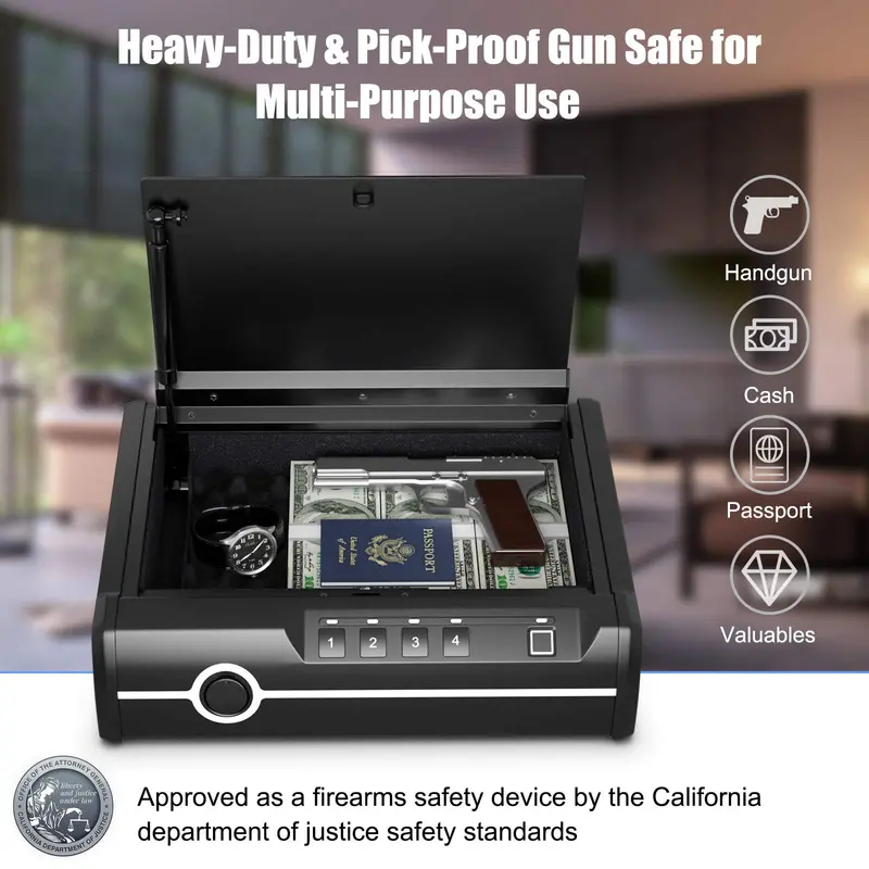 DOJ-Approved Compact Pistol Safe for Two Handguns