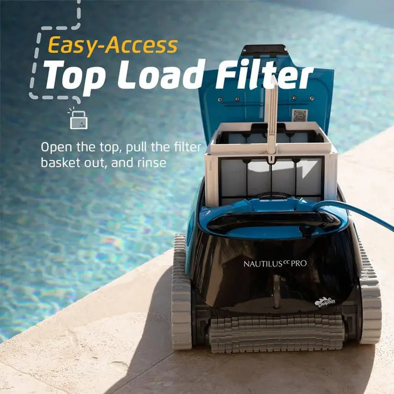 Dolphin Nautilus CC Robotic Pool Vacuum – Climbs Walls, Cleans Waterline, and Handles Pools up to 33 Feet