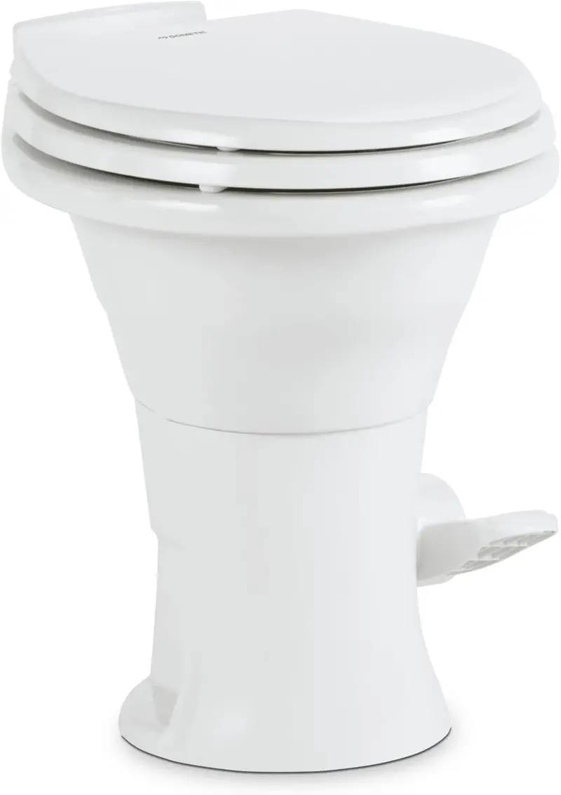 Dometic 310 PowerFlush RV Toilet – Oblong White Toilet with Electric Flush System