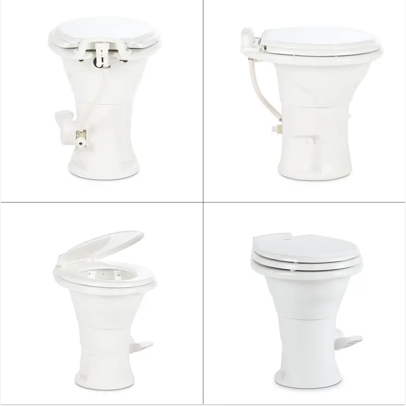 Dometic 310 PowerFlush RV Toilet – Oblong White Toilet with Electric Flush System