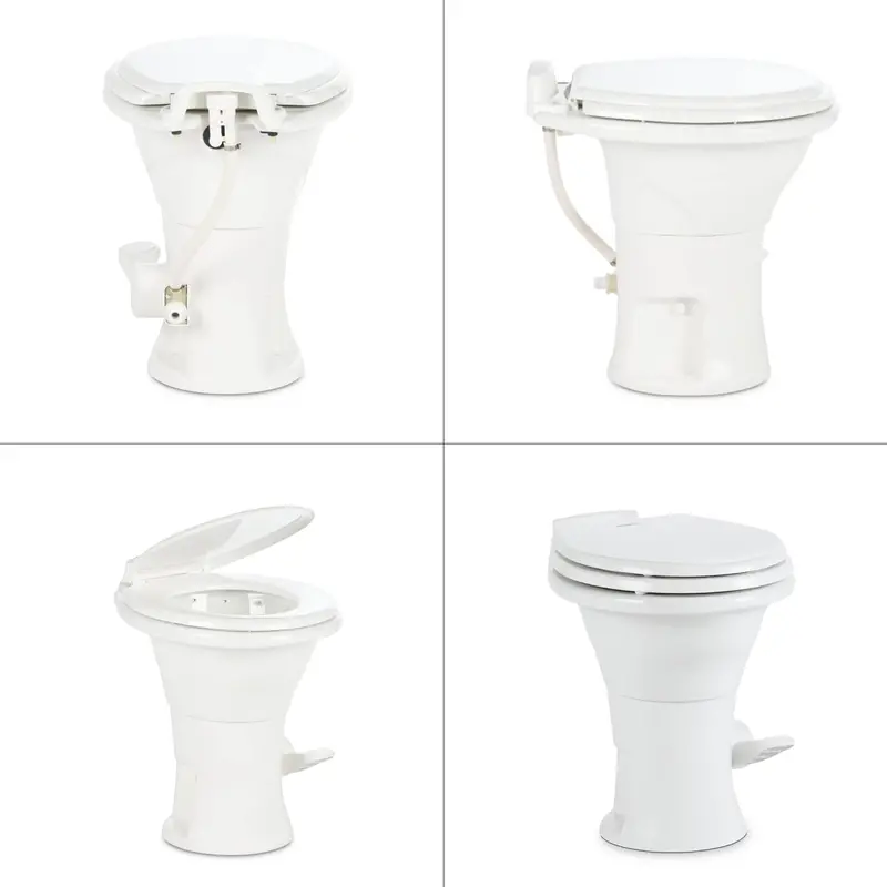 Dometic 310 PowerFlush RV Toilet – Oblong White Toilet with Electric Flush System