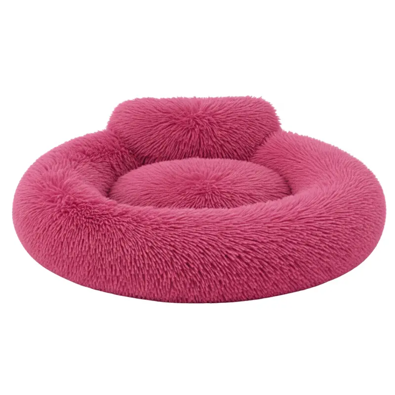 Donut-Style Dog Bed with Raised Rim, Faux Fur Cover, and Anti-Slip Base