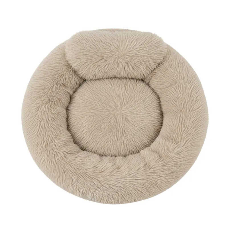 Donut-Style Dog Bed with Raised Rim, Faux Fur Cover, and Anti-Slip Base