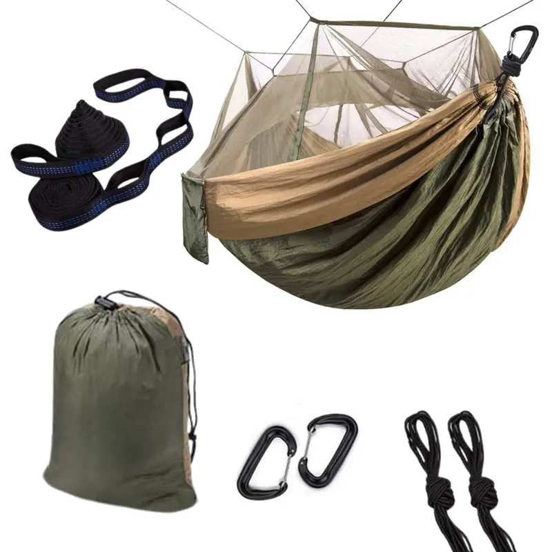 Double-Layer Camping Hammock – 78" × 118" with Integrated Insect Mesh