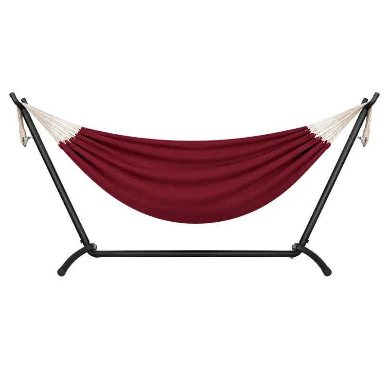 Double-Layer Hammock with Heavy-Duty Steel Stand, 500-Pound Capacity, and Travel Carry Bag