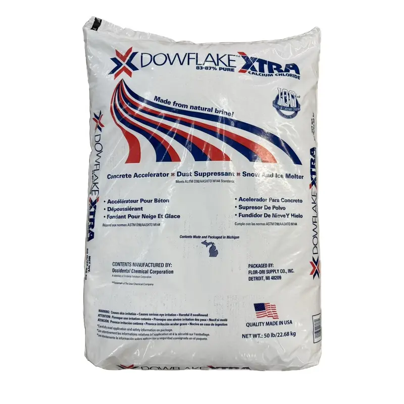 Dowflake Xtra Calcium Chloride Ice Melter – 50-Pound Pellet-Free Flakes for Driveways and Walkways