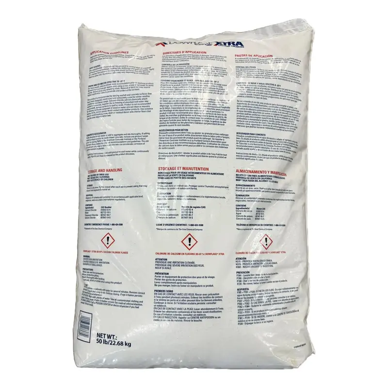 Dowflake Xtra Calcium Chloride Ice Melter – 50-Pound Pellet-Free Flakes for Driveways and Walkways
