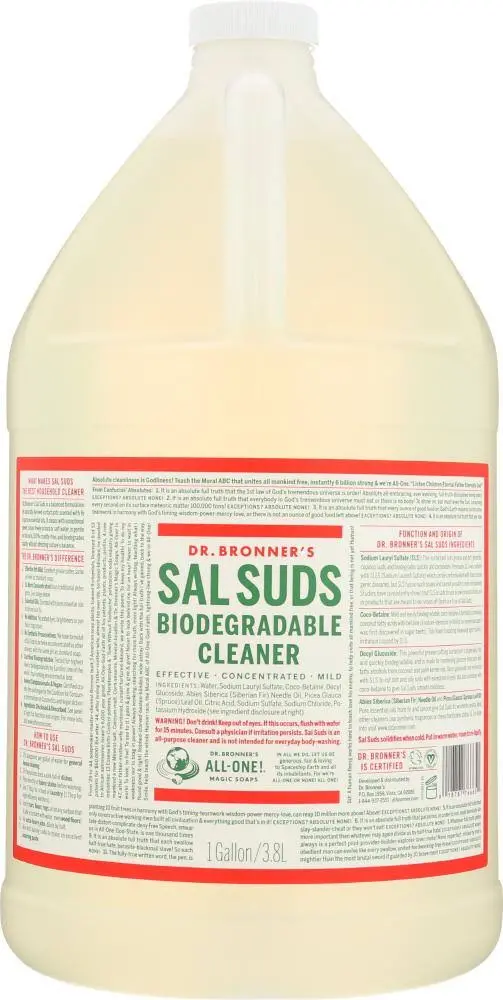 Dr. Bronner’s Sal Suds Biodegradable Cleaner – 128 Fl Oz Concentrated Formula
