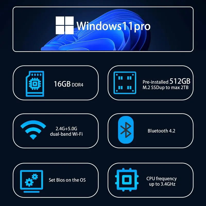 DreamQuest Mini Desktop PC – Windows 11 Pro Preinstalled, Compact Business/Office Computer 2