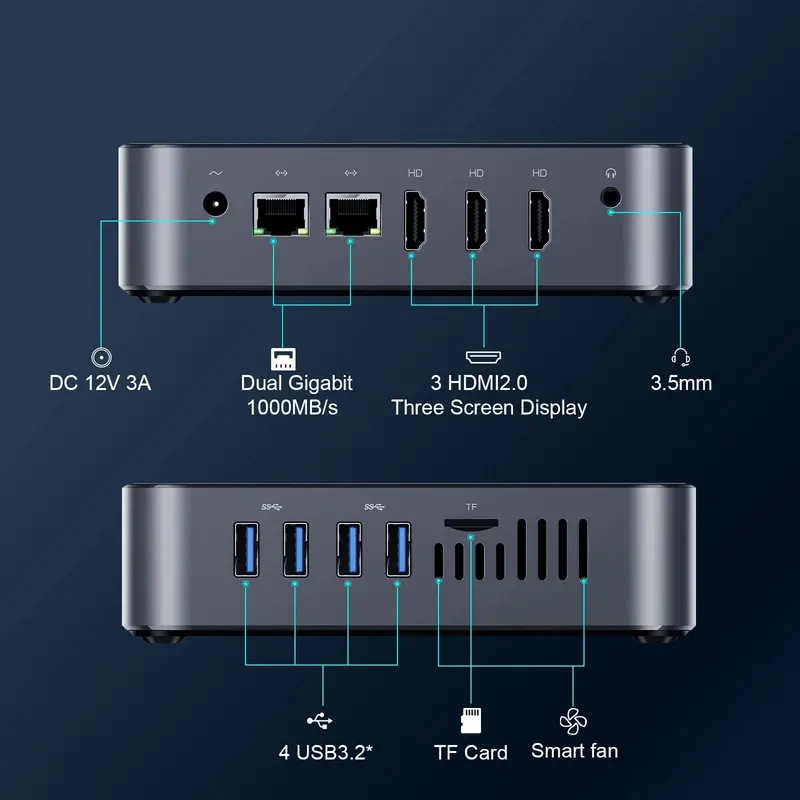 DreamQuest Mini Desktop PC – Windows 11 Pro Preinstalled, Compact Business/Office Computer