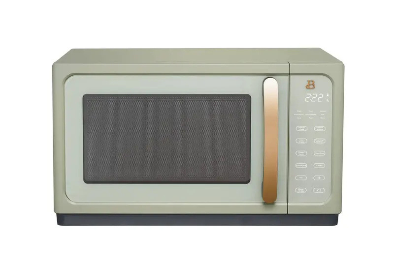 Drew Barrymore Sage Green Microwave Oven – 1.1 Cu. Ft., 1000W with Sensor Cooking