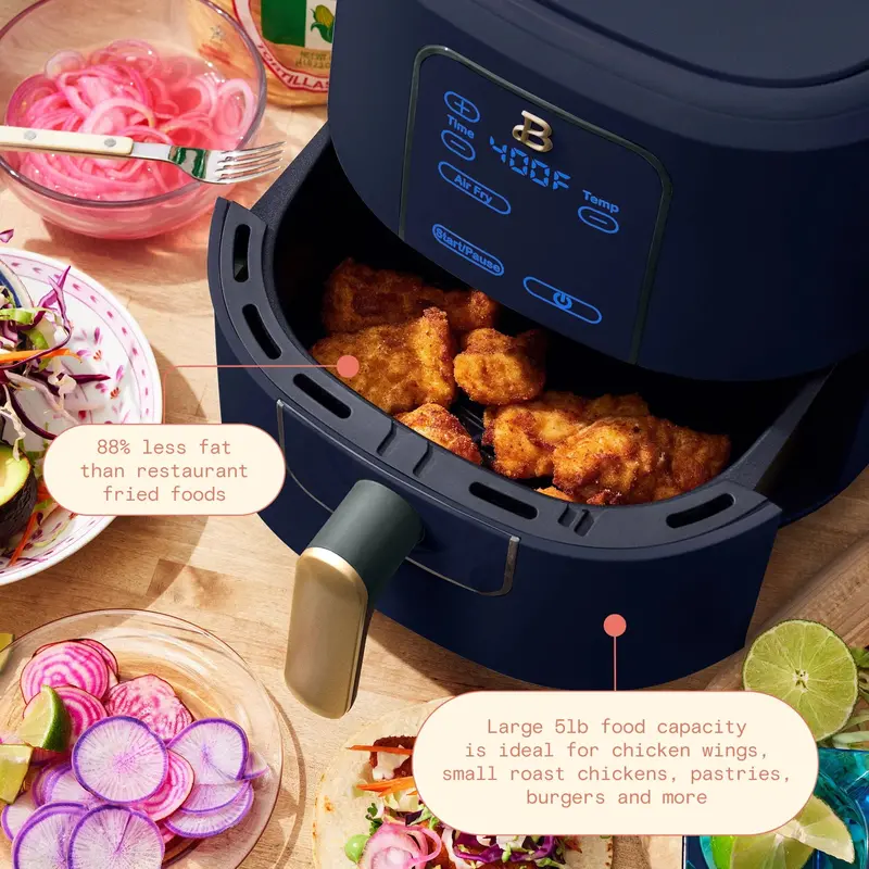 Drew Barrymore Starry Night Air Fryer – 6-Quart TurboCrisp Model with Touchscreen Interface, Blue Design