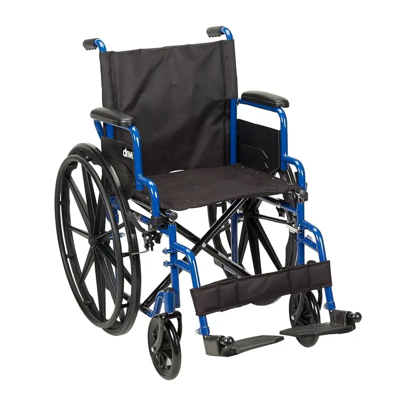 Drive Medical Blue Streak Folding Wheelchair – Portable, Lightweight Mobility Aid with Swing-Away Footrests