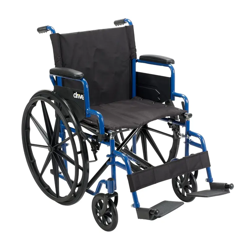 Drive Medical Blue Streak Folding Wheelchair – Portable, Lightweight Mobility Aid with Swing-Away Footrests