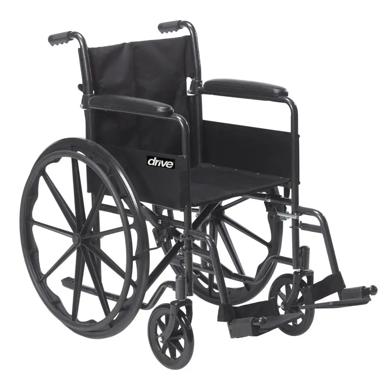 Drive Medical Silver Sport 1 Lightweight Wheelchair – Full-Arm Design with Swing-Away Footrests