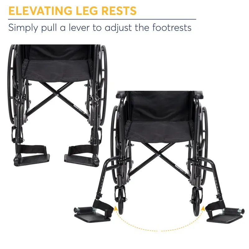 Drive Medical Silver Sport 1 Lightweight Wheelchair – Full-Arm Design with Swing-Away Footrests