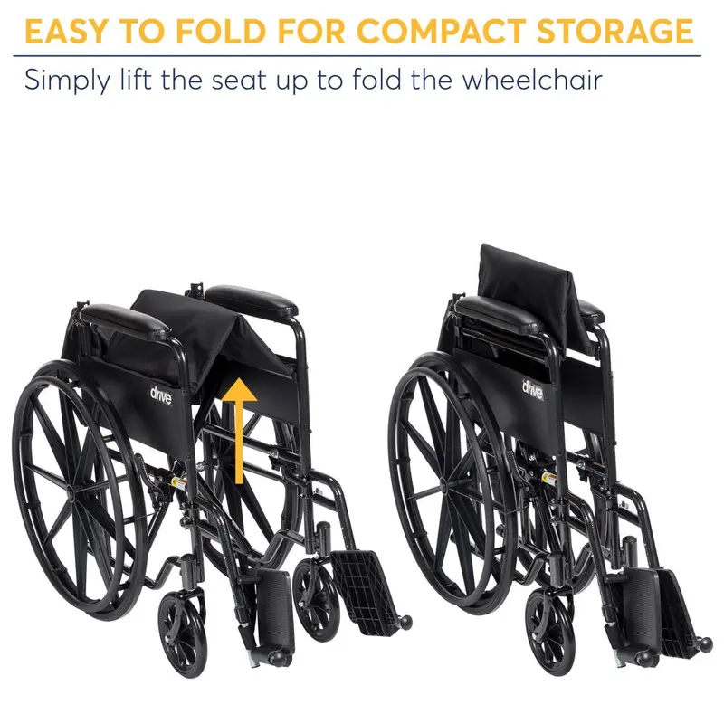 Drive Medical Silver Sport 1 Lightweight Wheelchair – Full-Arm Design with Swing-Away Footrests
